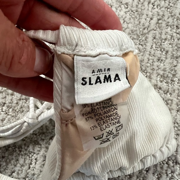 Amir slama ribbed white triangle bikini top P/S - Picture 11 of 15
